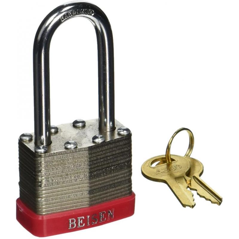 Beisen Hardware (TM) Padlock Box of 12!!! Long Shackle (1 7/8) Laminated Steel Keyed Alike (A389) Padlocks. Multipack Padlock