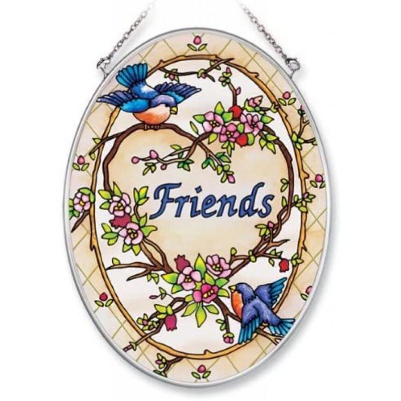 Amia Songbird Friends Hand Painted Glass Cairel, 5-1 / 4-Inch By 7-Inch Oval
