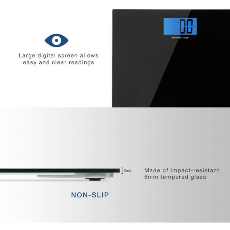 Bathroom Scale, X-Sense Digital Body Weight Scale With Step-On Technology and Extra Large Precision Display, Ws-3d, Black