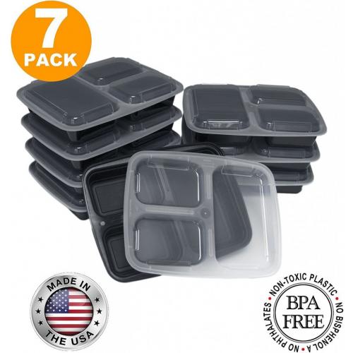 Fit Meal Prep 3 Compartment Meal Prep Containers With Lids