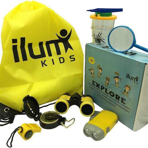 Outdoor Explorer Kit, Unique Kids Educational Toy Gift Set -Binoculars, Flashlight, Compass, Whistle, Magnifying Glass, Bug Collector, Tweezers, String Bag. Fun Adventure Exploration for Children