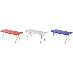 Kwik-Covers Rectangular Fitted Plastic Table Covers, 6' X 30 (6 Feet), Red, White, Blue