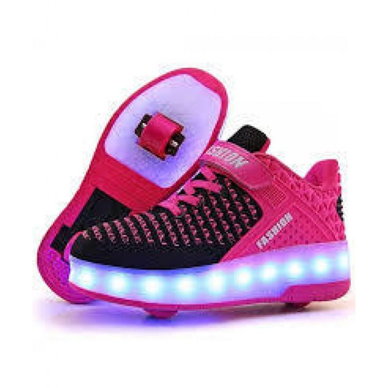 SDSPEED 7 Colors LED Rechargeable Kids Roller Skate Shoes with Single Wheel Shoes Sport Sneaker