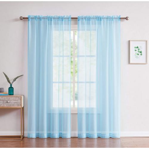Amazing Sheer - 2-Piece Rod Pocket Sheer Panel Curtains Fabric Sheer - Voile Curtains for Window Treatment - Natural Light Flow (56 W x 96 L - Each Panel, Baby Blue)