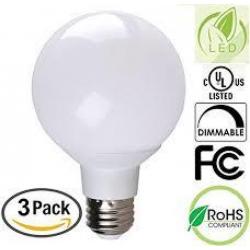 Dimmable Globe Led G25 40 Watt Replacement (uses 6 Watts) Warm White, 3 Pack