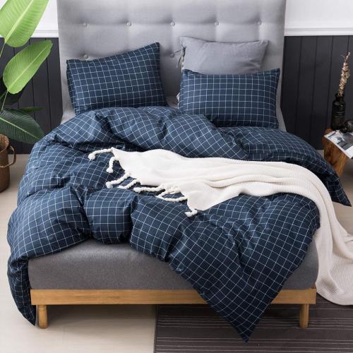 Plaid Duvet Cover Set Kids (Twin) Lightweight 1 Duvet Cover and 1 Pillowcases (twin Flowers), Blue