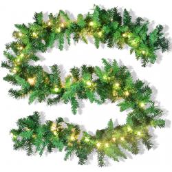 9 Foot By 10 Inch Artificial Christmas Garland Prelit With 50 Warm Clear Lights