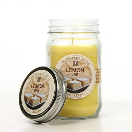 Hosley's Set of 2, 11 Ounce Lemon Bar Scented Mason Jar Candles.