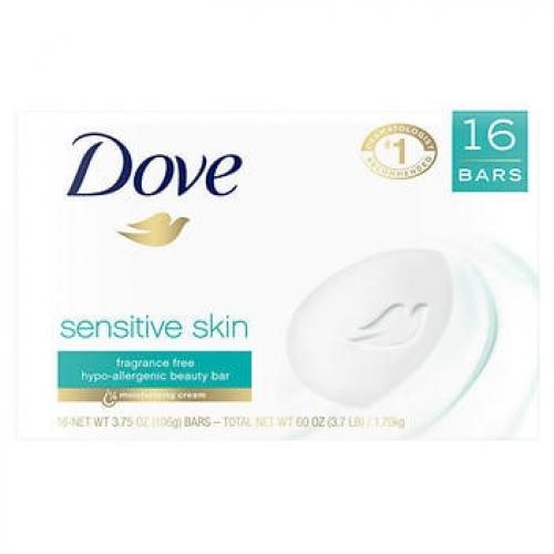 Dove Sensitive Bar Soap 3.75 oz, 16 Bars