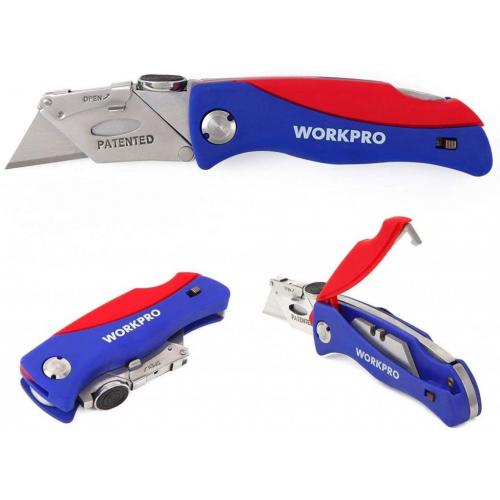 Workpro Quick Change Folding Back Utility Knife & 3 In 1 Saw Combination