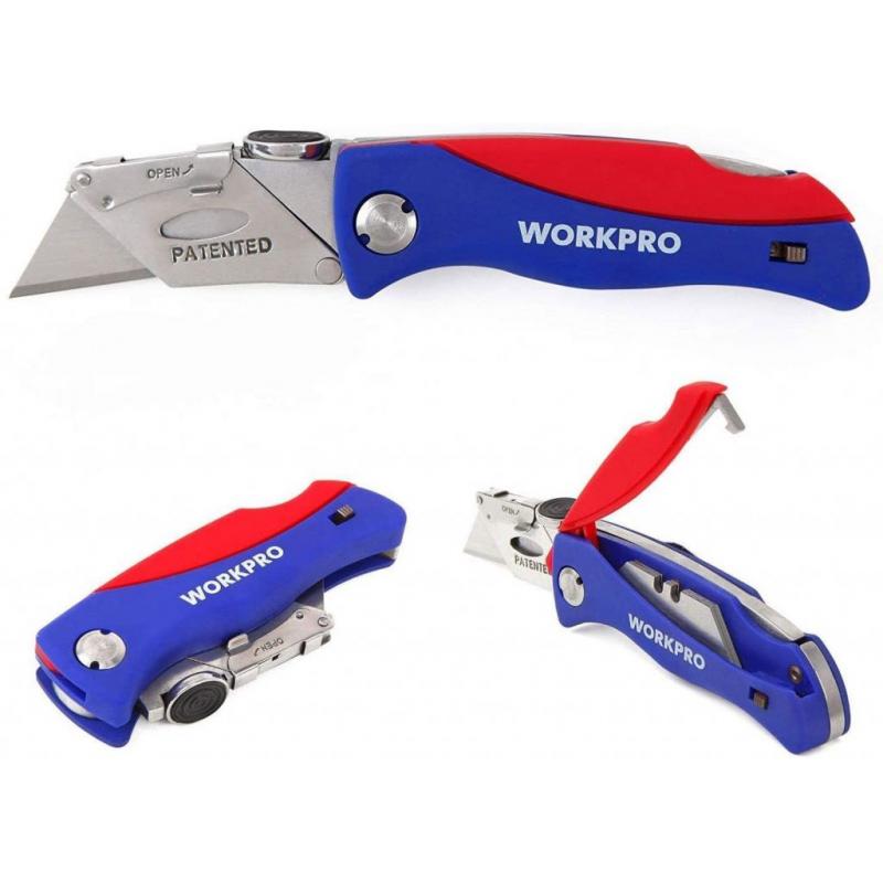 Workpro Quick Change Folding Back Utility Knife & 3 In 1 Saw Combination