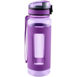 Sports Water Bottle with Silicone Sleeve, Wide Mouth with Easy Flip Top Cap, Reusable Drinking Container with Leak Proof Lid, Great for Running, Gym, Swimming - Plastic - 32oz | Purple