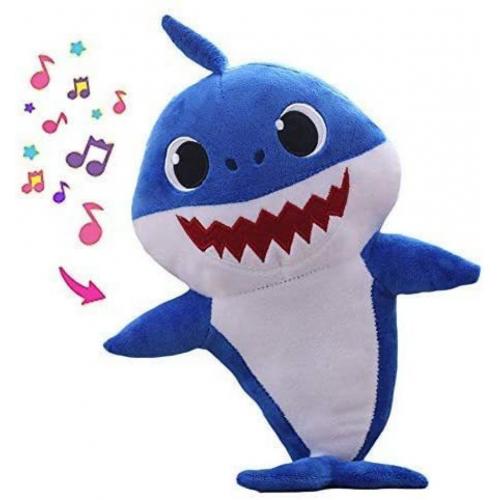 Cartoon Shark To Baby Singing Plush Doll Toy, Blue/white