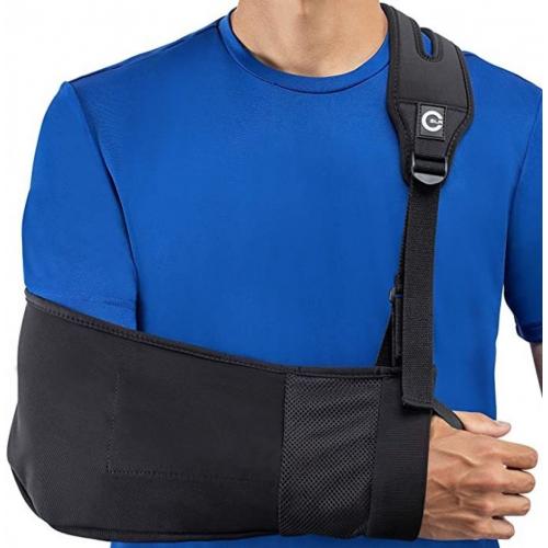 Medical Arm Sling With Split Strap Technology, Maximum Comfort, Ergonomic Design , Black