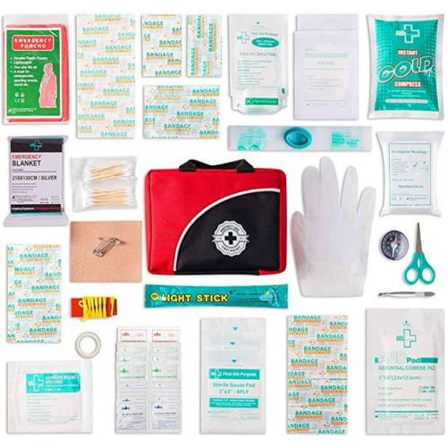 Protect Life First Aid Kit - 160 Piece , Red and Black