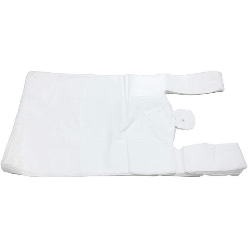 Plastic Bag-Standard White Plain T-Shirt Bag 11.5x6.5x21.5 15 mic - 1000 bags/case