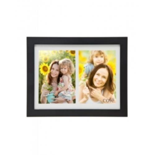 5x7 Matted Picture Frame - Matte Black Wooden Dual Opening