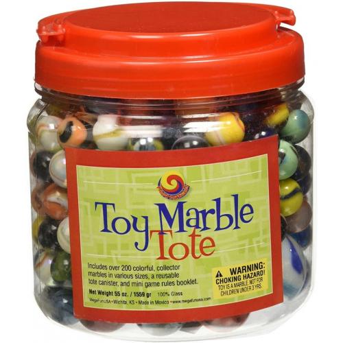 Mega Fun Marble Mat Game and Large Tub with Over 200 Glass Marbles