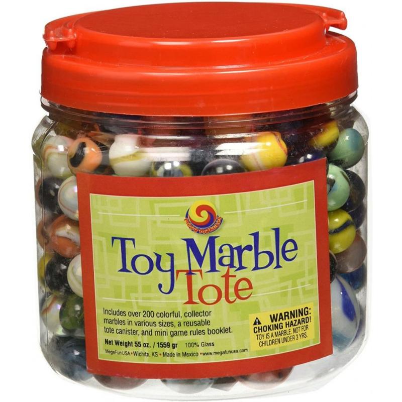 Mega Fun Marble Mat Game and Large Tub with Over 200 Glass Marbles
