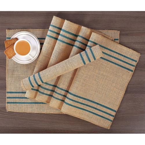 Rustic Farmhouse Stripe Burlap Jute Placemats