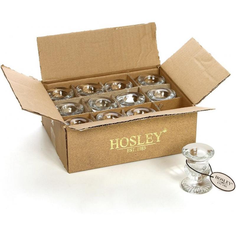Hosley Set of 12 Glass Taper Candle Holders 2.5 Inch High
