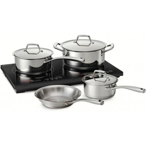 Induction Cooking System – Tri-Ply Base SS Cookware - Tramontina 8-Piece Double Hob