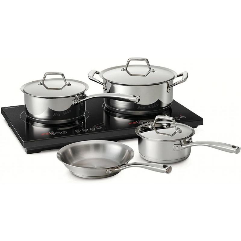 Induction Cooking System – Tri-Ply Base SS Cookware - Tramontina 8-Piece Double Hob