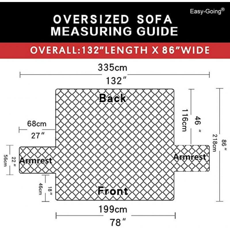 Easy-Going Reversible Slipcover -78” Oversized Sofa, Machine Washable, Water Resistant Furniture Protector with Elastic Straps, Anti-slip
