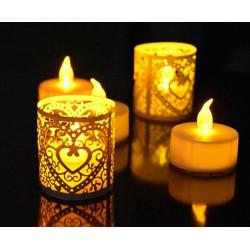 LED Tea Lights and White Laser Cut Decorative Votive Wraps