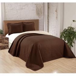 Microfiber Queen Bedspread Embossed Bed Cover Solid Reversible