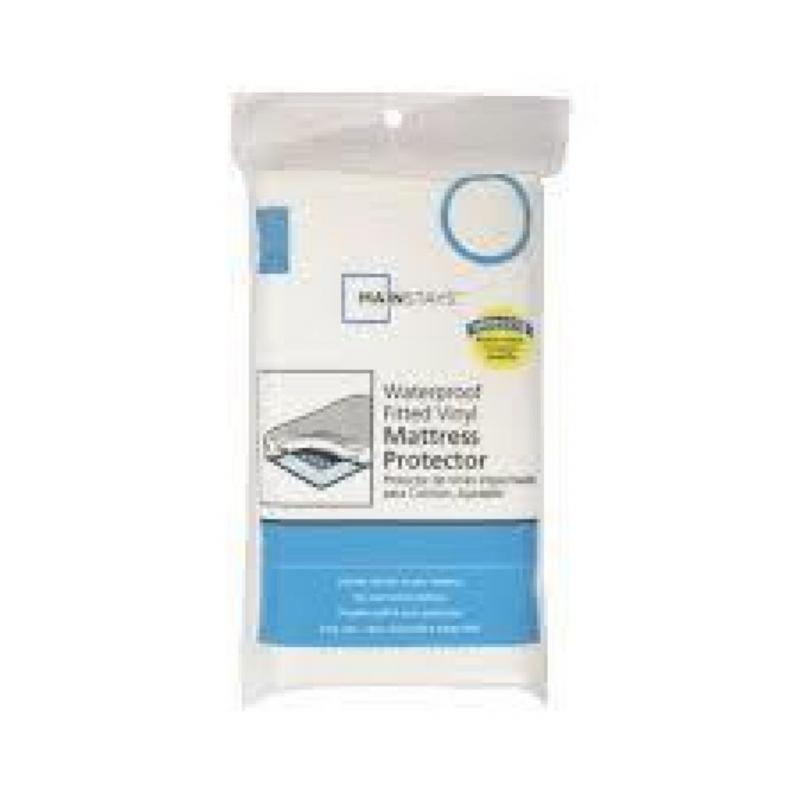 Vinyl Fitted Mattress Protector, White - Fits Full Mattress