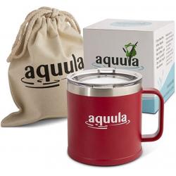 Aquula Double Wall Vacuum Insulated Stainless Steel Travel Mug with Lid, 18 oz., Red