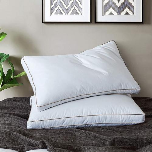 White Bed Pillows for Sleeping with 100% Cotton Fabric Cover-Goose Duck Down Feather Filling-Hotel Collection Fluffy Feather Pillows-Set of 2 Down Pillows-King Size Brand: Yalamila