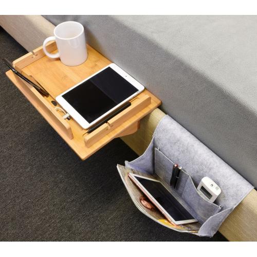 Bamboo Bedside Shelf Table & Storage Organizer Caddy By Tirrinia