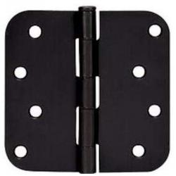 Cosmas Flat Black Door Hinge 4 Inch X 4 Inch With 5/8 Inch Radius Corners