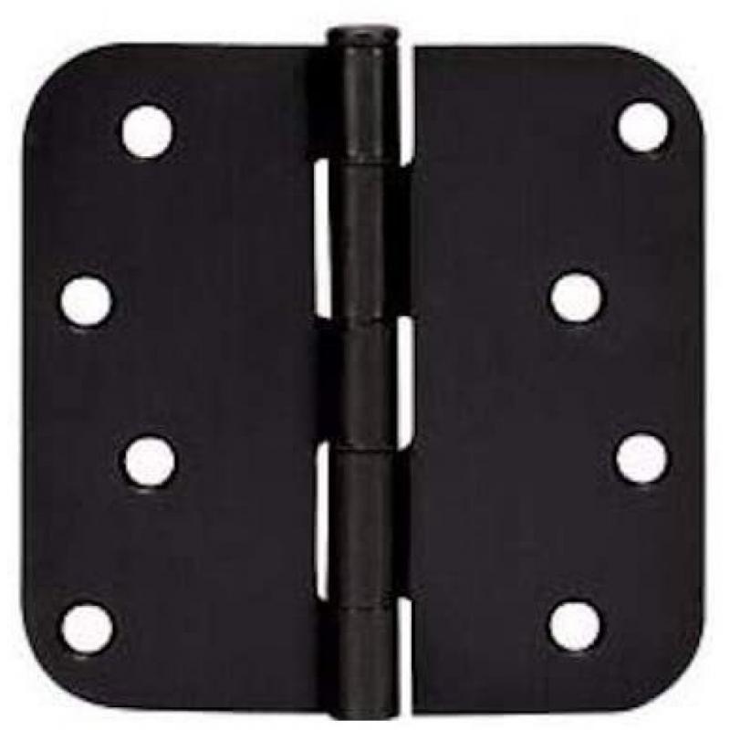 Cosmas Flat Black Door Hinge 4 Inch X 4 Inch With 5/8 Inch Radius Corners