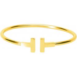 3 Colors Women Double T Letter Open Cuff Bangle Bracelet (Gold Plated)