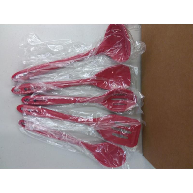 Star Pack Home Ultimate 5 Piece Silicone Kitchen Utensil Set, Red