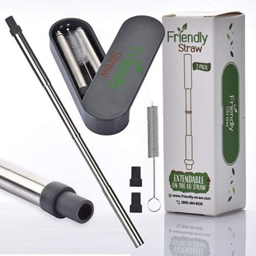 Friendly Straw 4 Pack Extendable On The Go Straw