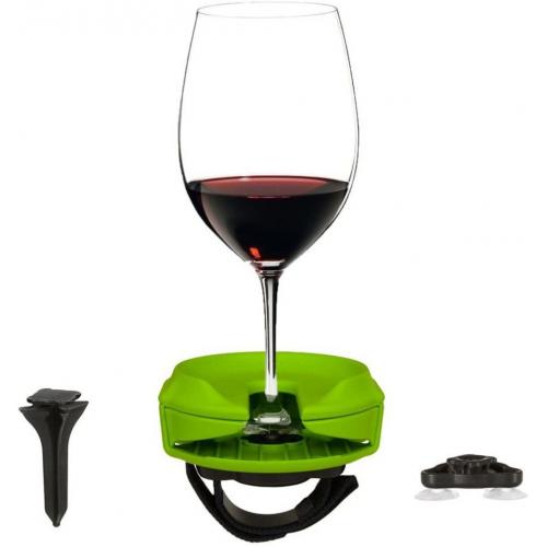 Outdoor Wine Glass Holder Accessories By Bella D’vine – Includes Wine Stake For Picnics, Suction Base For Boats, Bath and Hot Tubs, Strap For Lawn Chairs – Great Wine Gift – Graphite Grey
