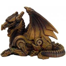 3.5 Inch Steampunk Sitting Winged Dragon Resin Statue Figurine