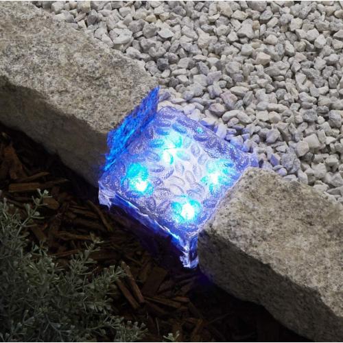 Glass Solar Brick With Led Lights - Path & Garden Accent Lighting, 4” X 4” Square