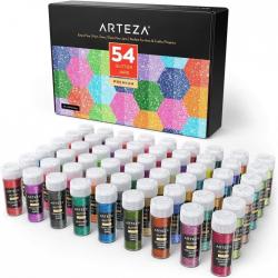 Arteza Fine Glitter, Set of 54 Colors