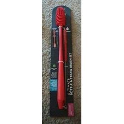 Ultimate Bottle & Straw Brush Set in Red - Long Handle Bottle Brush Designed to Fit and Clean Narrow and Wide Neck Bottles.