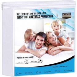 Utopia Bedding Premium 200 Gsm 100% Waterproof Mattress Protector, Cotton Terry Mattress Cover, Breathable, Fitted Style All Around Elastic (twin Xl)