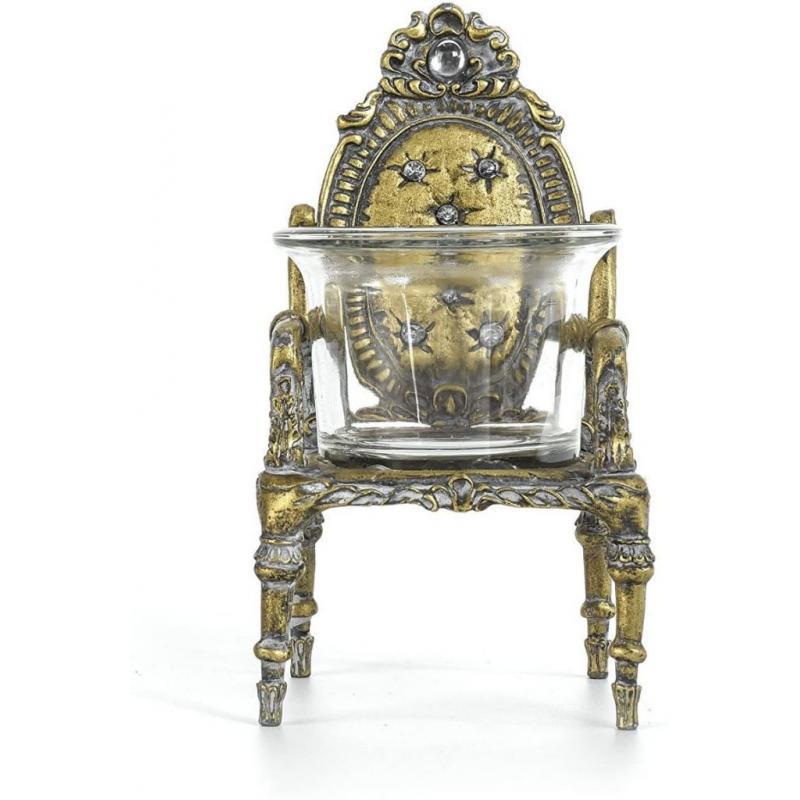 Fashionstyle Vintage Carved Diamond Chair Design Metal Glass Candle Holder