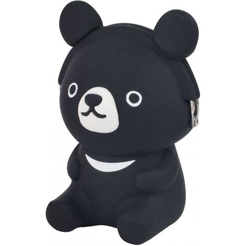 3d Pochi Friends Silicone Purse Coin Purse, Black Bear - Cute Change Pouch For Money, Makeup and Hair Accessories - Authentic Japanese Design - Durable Quality - P+g Design