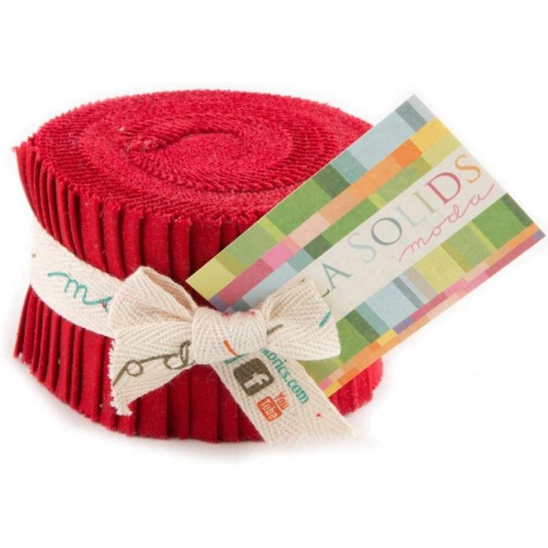 Bella Solids Red Jr Jelly Roll (9900JJR 16) by Moda House Designer for Moda, 2.5 x 44 inch strips
