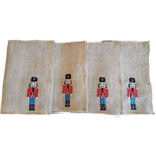 Rustic Burlap Nutcracker Place Mats (quantity 4)