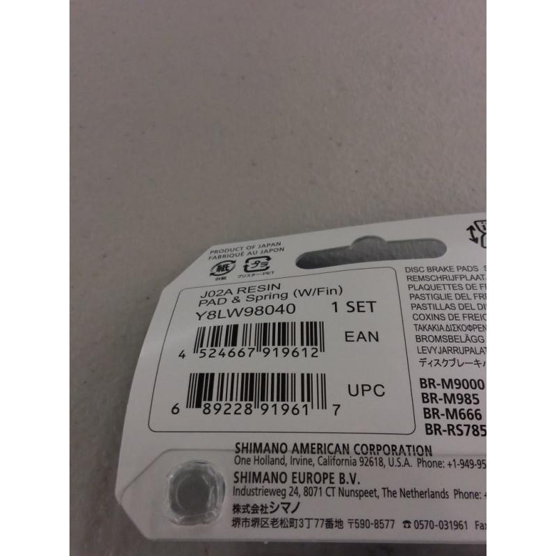 Shimano J02A Resin Disc Brake Pads